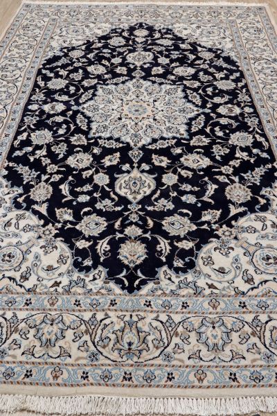 https://www.armanrugs.com/ | 6' 7" x 9' 6" Navy Blue Nain Hand Knotted Wool & Silk Authentic Persian Rug