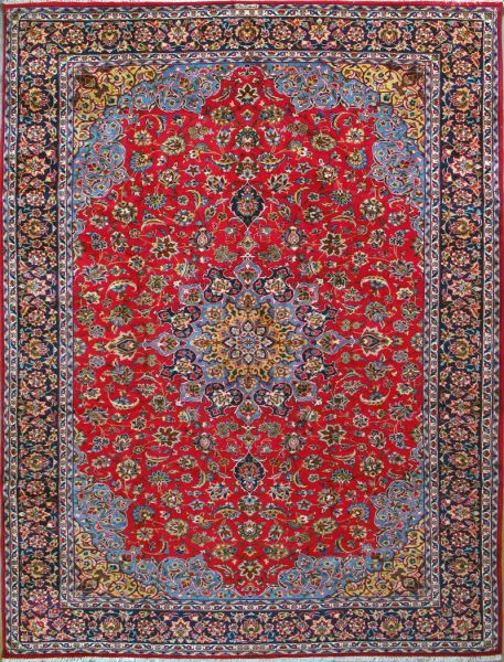 https://www.armanrugs.com/ | 10' 0" x 13' 1" Red Esfahan Hand Knotted Wool Authentic Persian Rug