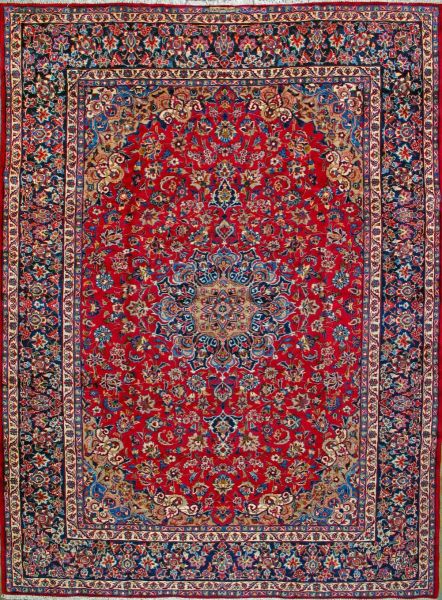 https://www.armanrugs.com/ | 9' 6" x 13' 2" Red Isfahan Hand Knotted Wool Authentic Persian Rug
