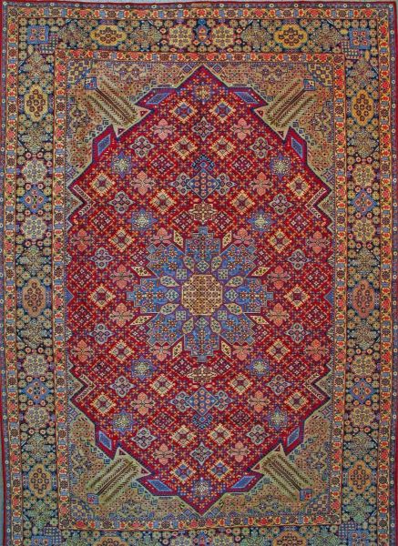 https://www.armanrugs.com/ | 13' 1" x 19' 4" Red Esfahan Hand Knotted Wool Authentic Persian Rug