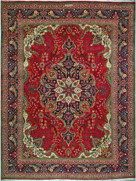 https://www.armanrugs.com/ | 9' 8" x 12' 10" Red Tabriz Hand Knotted Wool Authentic Persian Rug