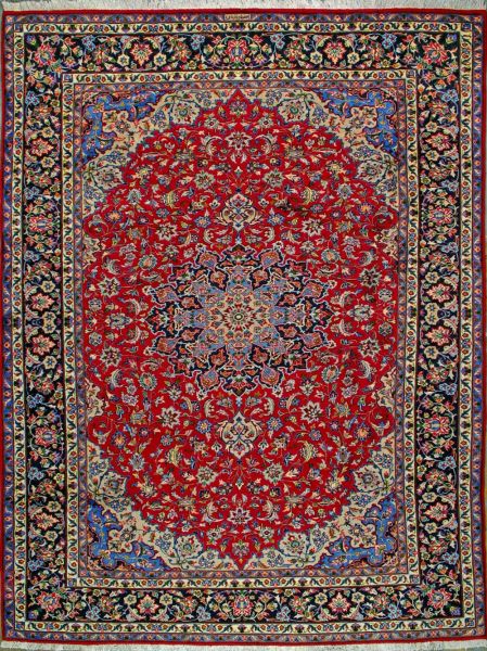 https://www.armanrugs.com/ | 9' 9" x 12' 10" Red Esfahan Hand Knotted Wool Authentic Persian Rug