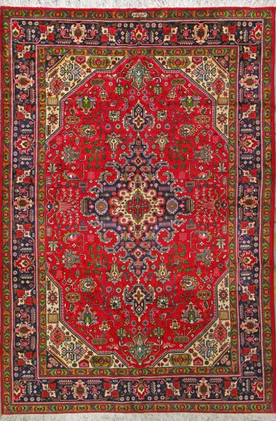 https://www.armanrugs.com/ | 6' 7" x 9' 10" Red Tabriz Hand Knotted Wool Authentic Persian Rug