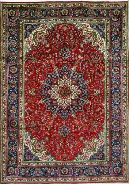 https://www.armanrugs.com/ | 7' 2" x 10' 5" Red Tabriz Hand Knotted Wool Authentic Persian Rug