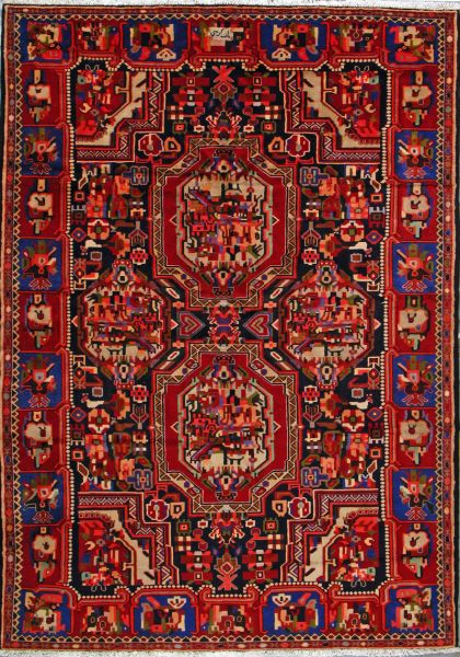 https://www.armanrugs.com/ | 6' 11" x 9' 10" Red Bakhtiari Hand Knotted Wool Authentic Persian Rug
