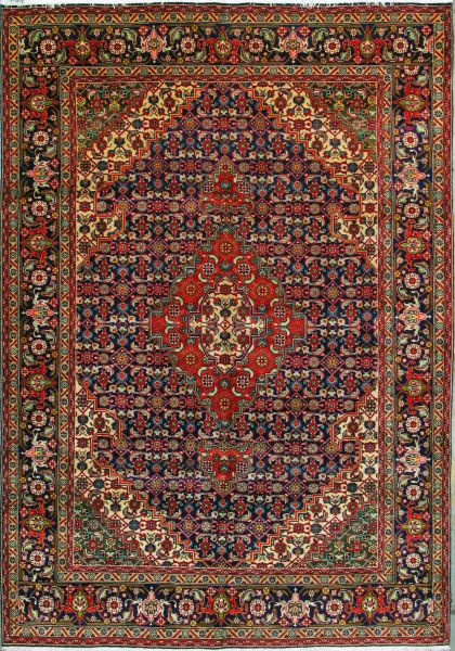 https://www.armanrugs.com/ | 6' 8" x 9' 6" Navy Blue Tabriz Hand Knotted Wool Authentic Persian Rug