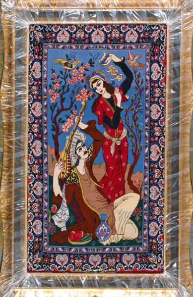 https://www.armanrugs.com/ | 2' 4" x 4' 2" Blue Esfahan Hand Knotted Wool & Silk Authentic Persian Rug