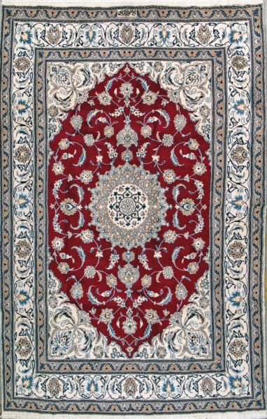 https://www.armanrugs.com/ | 6' 5" x 10' 0" Red Nain Hand Knotted Wool & Silk Authentic Persian Rug