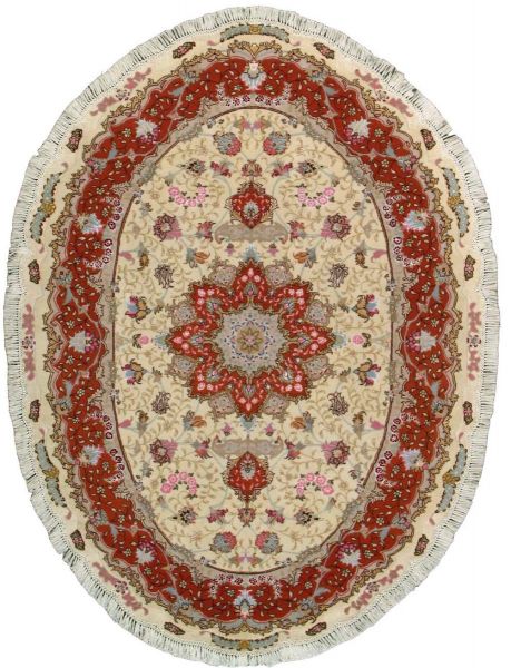 https://www.armanrugs.com/ | 4' 10" x 6' 6" Beige Tabriz Hand Knotted Wool & Silk Authentic Persian Rug