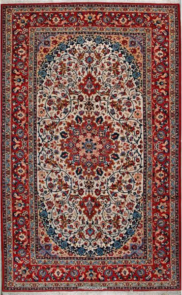 https://www.armanrugs.com/ | 6' 7" x 10' 10" Beige Esfahan Hand Knotted Wool Authentic Persian Rug