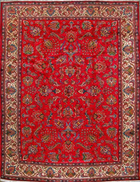 https://www.armanrugs.com/ | 10' 3" x 13' 3" Red Tabriz Hand Knotted Wool Authentic Persian Rug