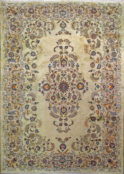 https://www.armanrugs.com/ | 9' 4" x 13'  Green Kashan Hand Knotted Wool Authentic Persian Rug