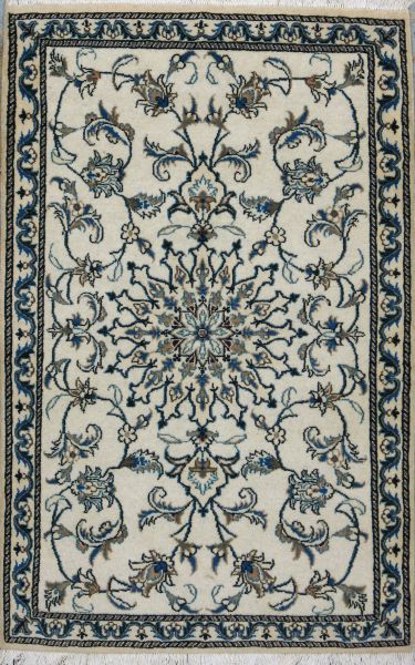 https://www.armanrugs.com/ | 2' 11" x 4' 5" Beige Nain Hand Knotted Wool Authentic Persian Rug