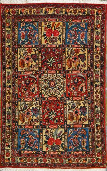 https://www.armanrugs.com/ | 3' 3" x 5' 2" Red Bakhtiari Hand Knotted Wool Authentic Persian Rug