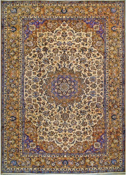 https://www.armanrugs.com/ | 9' 2" x 13' 5" Beige Esfahan Hand Knotted Wool Authentic Persian Rug