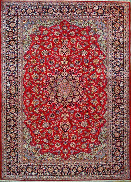 https://www.armanrugs.com/ | 9' 8" x 13' 5" Red Esfahan Hand Knotted Wool Authentic Persian Rug