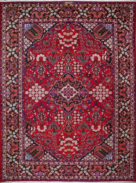 https://www.armanrugs.com/ | 9' 9" x 13' 2" Red Isfahan Hand Knotted Wool Authentic Persian Rug