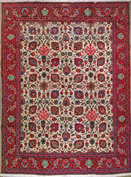 https://www.armanrugs.com/ | 9' 7" x 12' 11" Ivory Tabriz Hand Knotted Wool Authentic Persian Rug