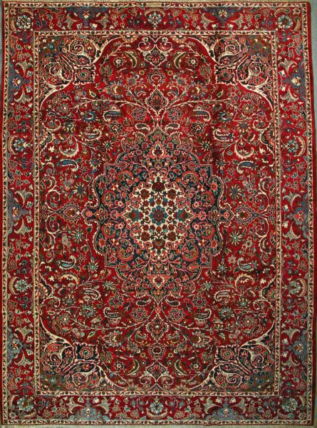 https://www.armanrugs.com/ | 10' 0" x 13' 7" Red Bakhtiari Hand Knotted Wool Antique  Persian Rug