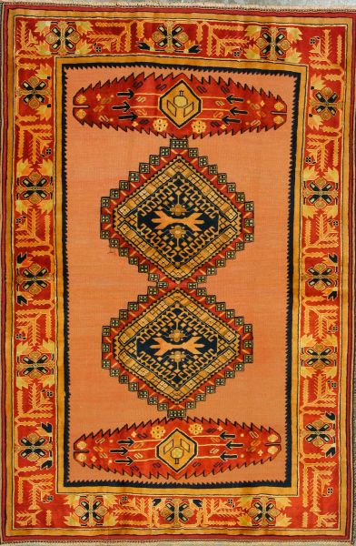 https://www.armanrugs.com/ | 4' 3" x 6' 2" Peach Ghochan Hand Knotted Wool Authentic Persian Rug