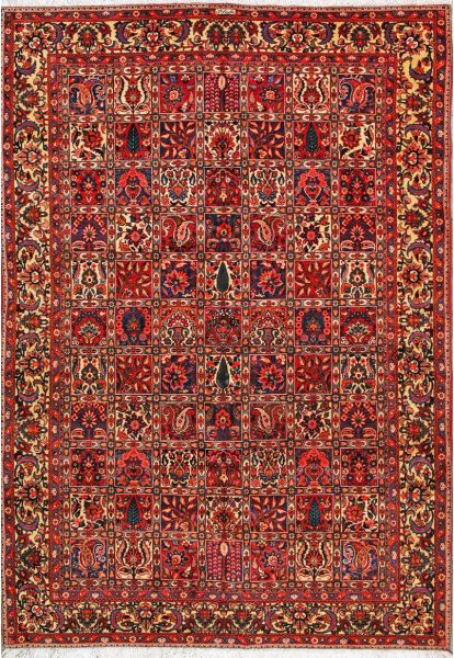 https://www.armanrugs.com/ | 6' 11" x 10'  2" Red Bakhtiari Hand Knotted Wool Authentic Persian Rug