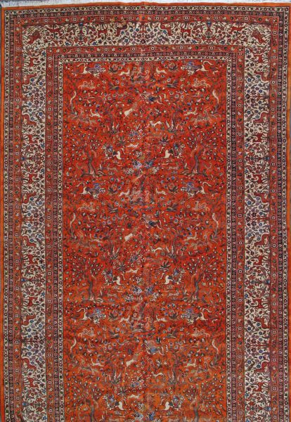 https://www.armanrugs.com/ | 11' 0" x 18' 6" Orange  Tabriz Hand Knotted Wool Authentic Persian Rug