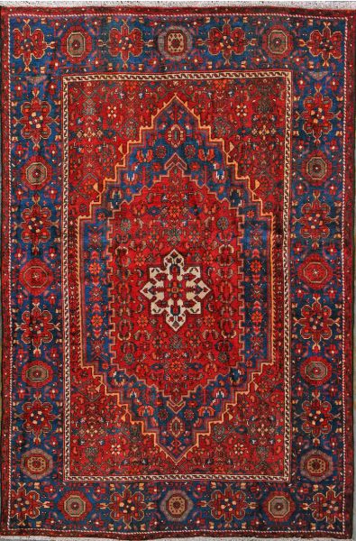 https://www.armanrugs.com/ | 4' 2" x 6' 4" Red Bijar Hand Knotted Wool Authentic Persian Rug
