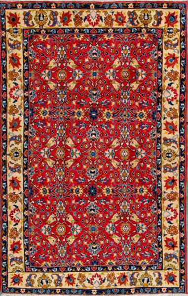 https://www.armanrugs.com/ | 5' 1" x 10' 3" Red Esfahan Hand Knotted Wool Authentic Persian Rug