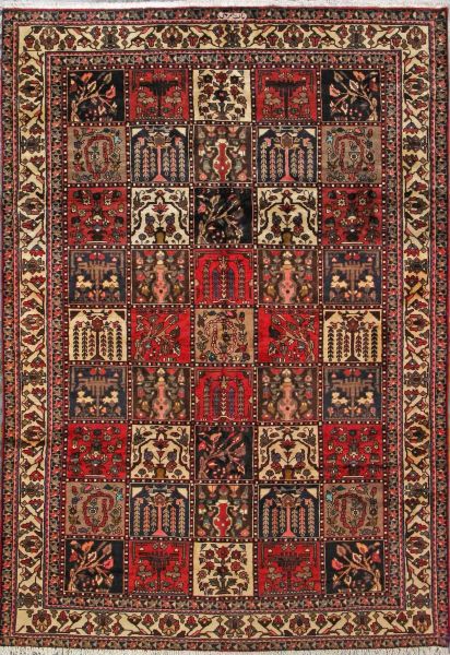 https://www.armanrugs.com/ | 6' 9" x 9' 10" Red Bakhtiari Hand Knotted Wool Authentic Persian Rug