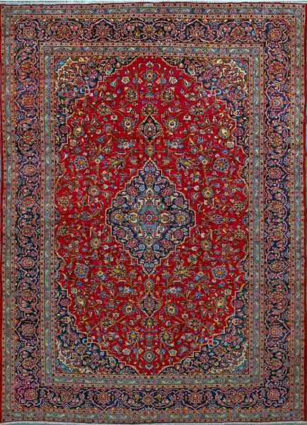 https://www.armanrugs.com/ | 9' 10" x 13' 7" Red Kashan Hand Knotted Wool Authentic Persian Rug