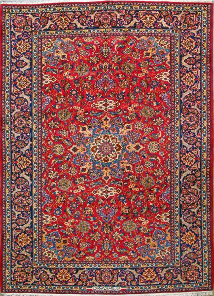 https://www.armanrugs.com/ | 8' 10" x 12' 2" Red Esfahan Hand Knotted Wool Authentic Persian Rug