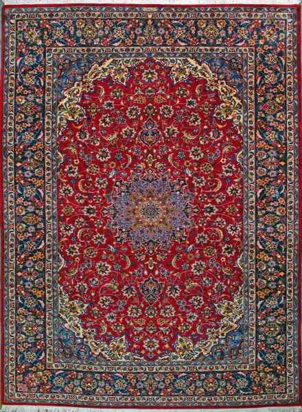 https://www.armanrugs.com/ | 9' 7" x 13' 1" Red Esfahan Hand Knotted Wool Authentic Persian Rug
