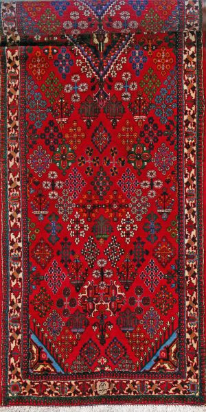 https://www.armanrugs.com/ | 3' 5" x 13' 4" Red Maymeh Hand Knotted Wool Authentic Runner Persian Rug