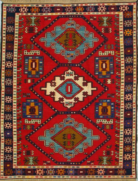 https://www.armanrugs.com/ | 4' 11" x 6' 4" Red kilim Handmade Wool Authentic Persian Rug