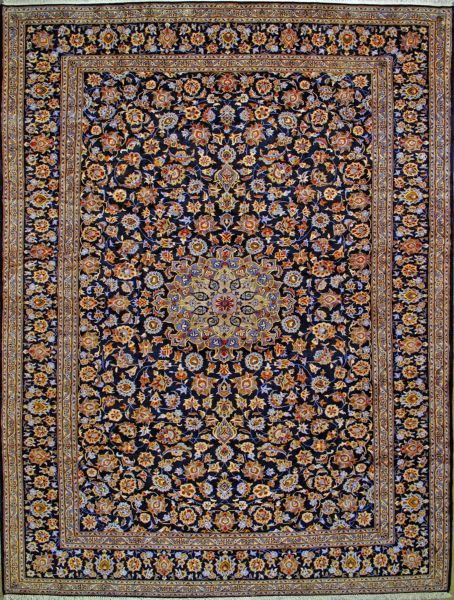 https://www.armanrugs.com/ | 10' 3" x 13' 5" Blue Kashan Hand Knotted Wool Authentic Persian Rug