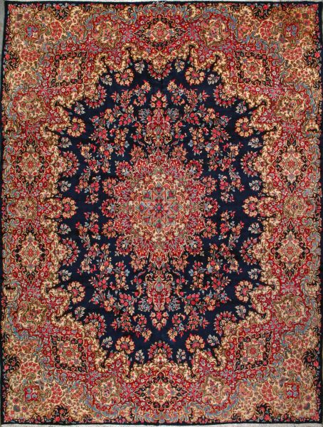 https://www.armanrugs.com/ | 9' 10" x 13'   Navy Blue Hand Knotted Authentic Kerman Persian Rug