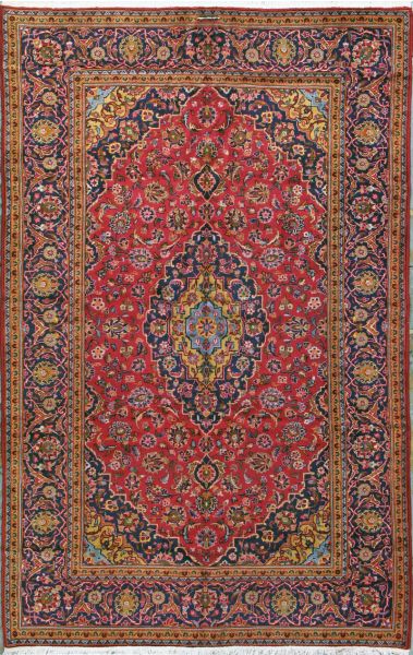 https://www.armanrugs.com/ | 6' 6" x 10' 4" Red Kashan Hand Knotted Wool Authentic Persian Rug