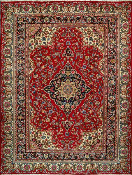 https://www.armanrugs.com/ | 10' 0" x 13' 2" Red Hand Knotted Authentic Kerman Persian Rug