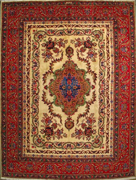 https://www.armanrugs.com/ | 9' 11" x 13' 3" Beige Tabriz Hand Knotted Wool Authentic Persian Rug