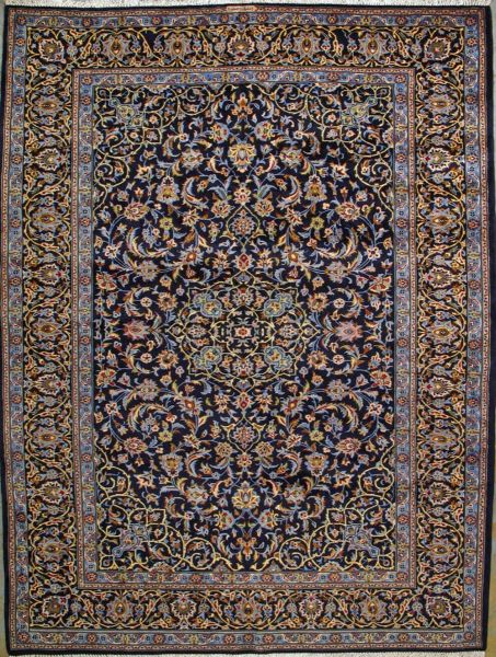 https://www.armanrugs.com/ | 9' 0" x 12' 2" Navy Blue Esfahan Hand Knotted Wool Authentic Persian Rug