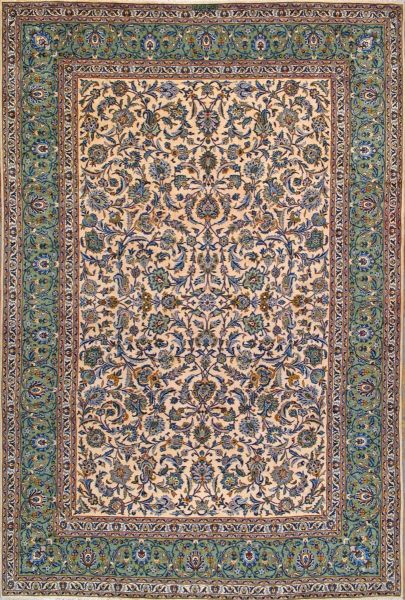https://www.armanrugs.com/ | 8' 0" x 12' 0" Beige Kashan Hand Knotted Wool Authentic Persian Rug