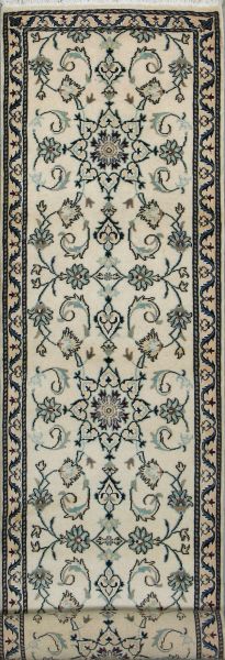 https://www.armanrugs.com/ | 2' 7" x 13' 1" Beige Nain Hand Knotted Wool Authentic Runner Persian Rug