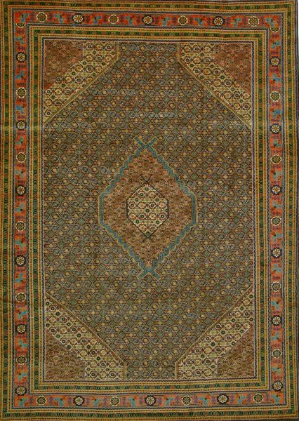 https://www.armanrugs.com/ | 9' 6" x 13' 5" Brown Tabriz Hand Knotted Wool Authentic Persian Rug