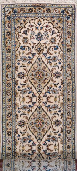 https://www.armanrugs.com/ | 2' 9" x 10' 0" Beige Kashan Hand Knotted Wool Authentic Persian Rug