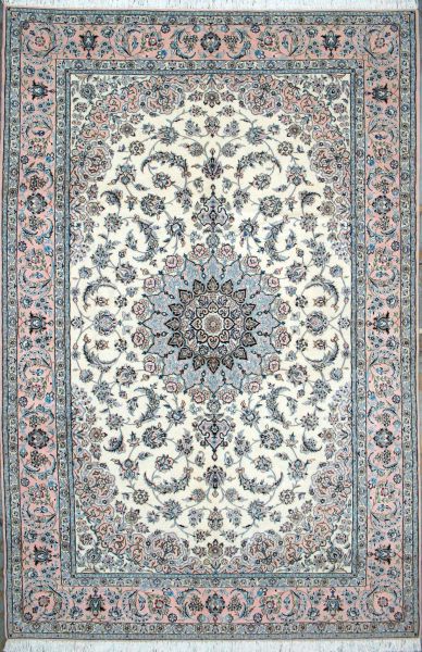 https://www.armanrugs.com/ | 6' 6" x 10' 0" Beige Nain Hand Knotted Wool & Silk Authentic Persian Rug
