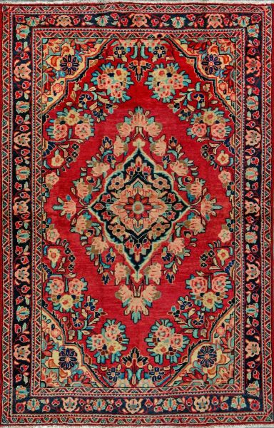 https://www.armanrugs.com/ | 4' 3" x 6' 10" Red Lillian Hand Knotted Wool Authentic Persian Rug